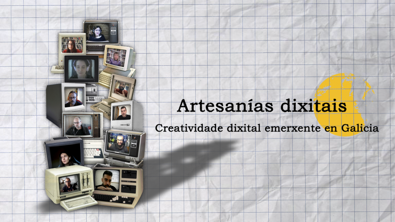 Imaxe principal do webdoc Artesanías Dixitais, na que se poden ver, en miniatura, imaxes das doce profesionais que aportan o seu testemuño ao vídeo interactivo